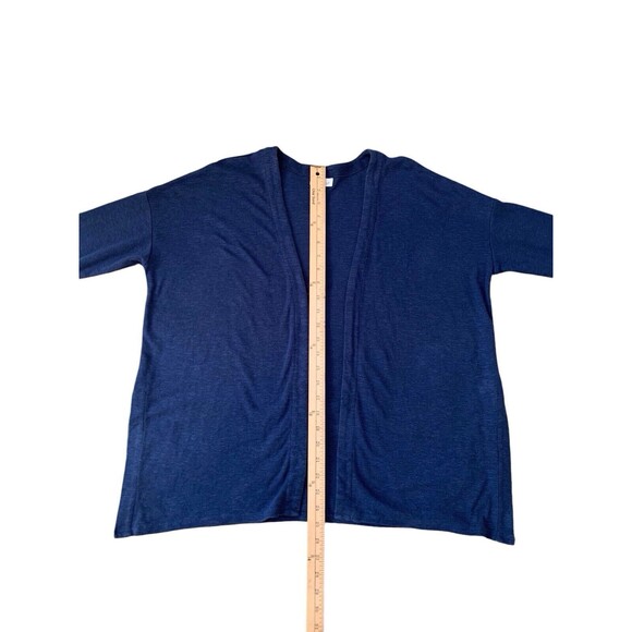 Pure Jill Linen Blend Open Cardigan Sweater Women's Med  Navy Blue 3/4 Sleeve - Picture 8 of 13